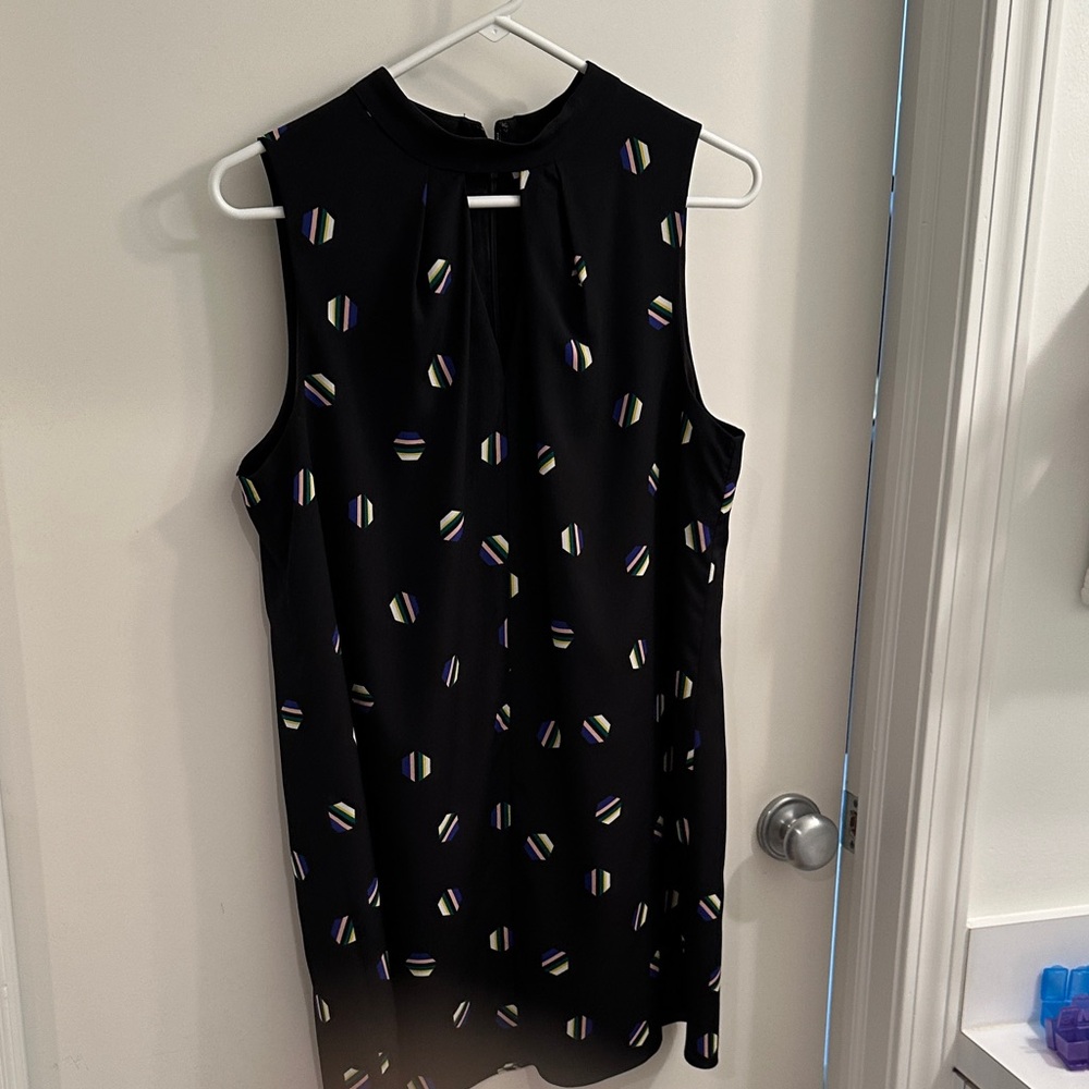 1. State Black Sleeveless Top with Multicolor Pattern